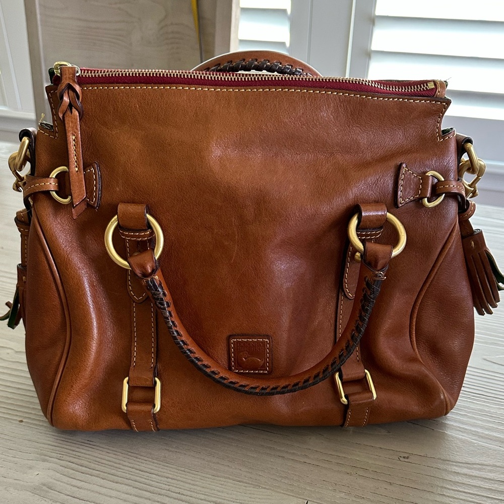 Dooney & Bourke Red and Green Lined Handbag
